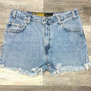 Vintage Silver Tab Lean Blue 32" High Rise Cutoff Shorts USA